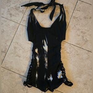 Endless Horizon Shredded Romper - Black